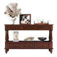 thumbnail image 5 of BFJDM Farmhouse Solid Wood Console Table with 6 Drawers and Shelf, Narrow Long, Stain Resistant, Cherry, 5 of 6