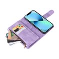 thumbnail image 4 of Case for iPhone 13 Mini Cover Zipper Pocket Wallet Case Magnetic Protective - Purple, 4 of 5