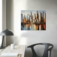 thumbnail image 3 of JRXY  Brooklyn Bridge Wall Art Modern New York City Abstract Canvas Cityscape Painting Large Size Framed, Colorful NYC Skyline Textured Picture for Living Room Bedroom Home Wall Decor 20x16in, 3 of 4