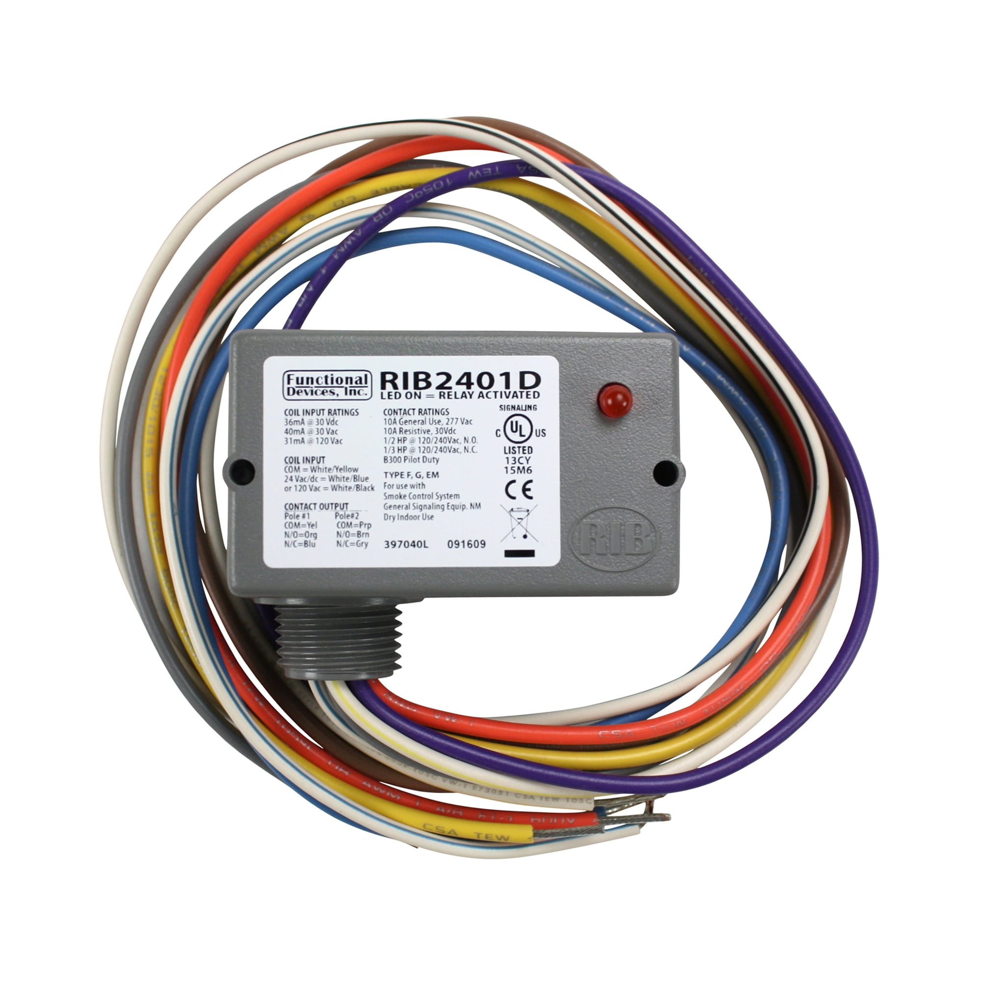 Functional Devices Rib2401D 10Amp Dpdt Enclosed Relay In A Box Device