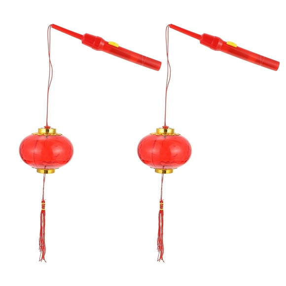 CIMAXIC Scene Lantern Decor 2pcs New Year Glowing Decor Chinese Style New Year Lantern Spring Festival Pendant,14.96"X7.48"X3.15"