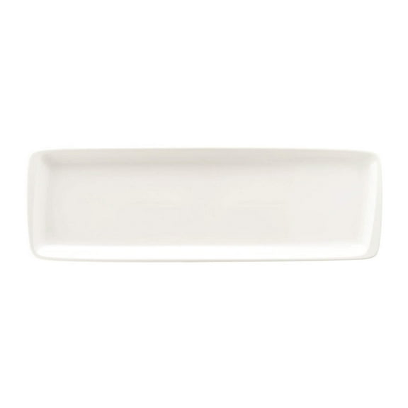 Moove 19" x 6.25" x h:1" Rectangular Warm White Porcelain Platter