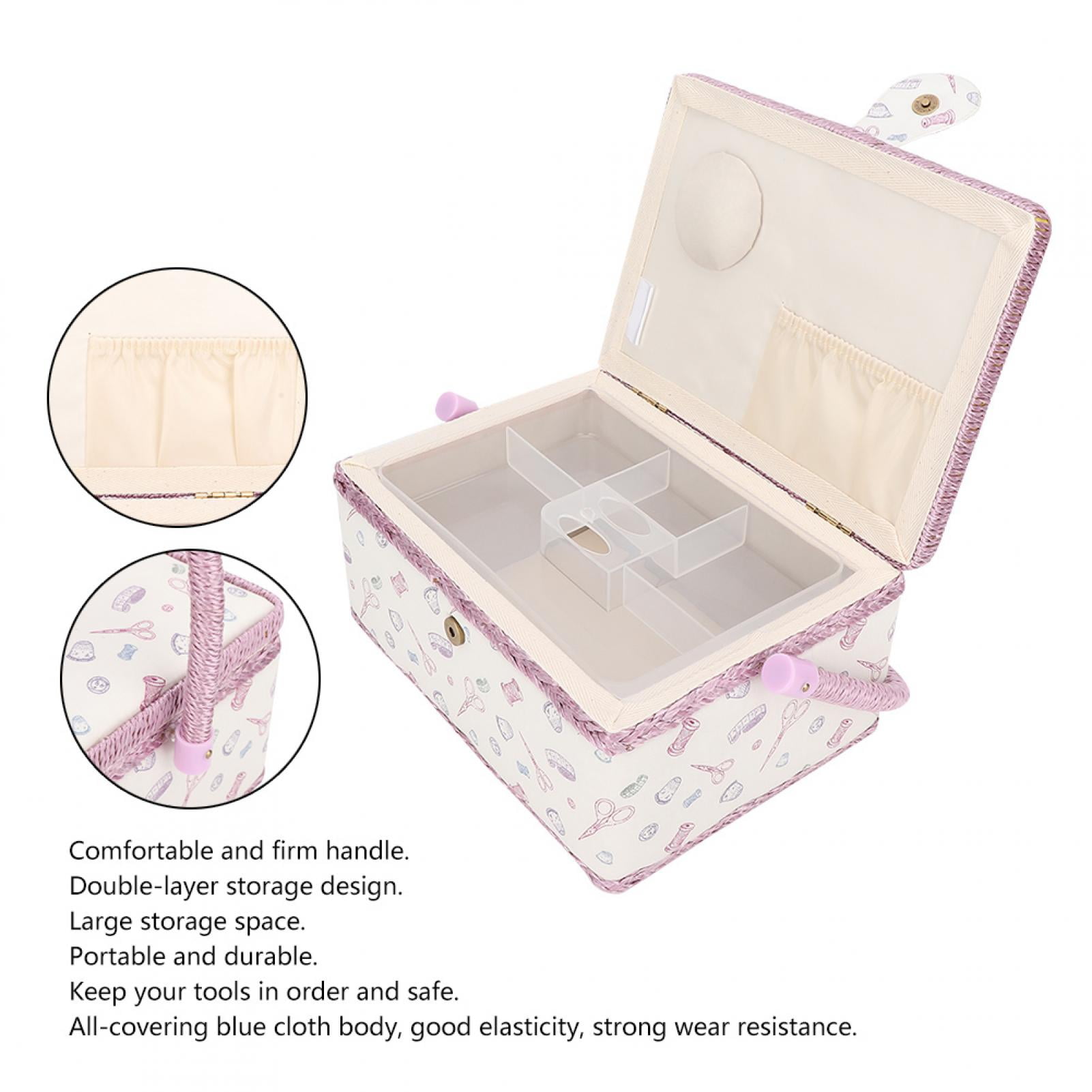 ESTINK Fabric Craft Sewing Basket,Vintage Sewing Basket Household