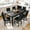 Black, variant on Baxluxe Glass Dining Table Set for 6, 7 Pieces Glass 51.18 Inch Kitchen Table and Chairs Set, Rectangle Dining Table with 6 Leather Backrest Dining Chairs, Modern Dinette Set for Big Family, Black