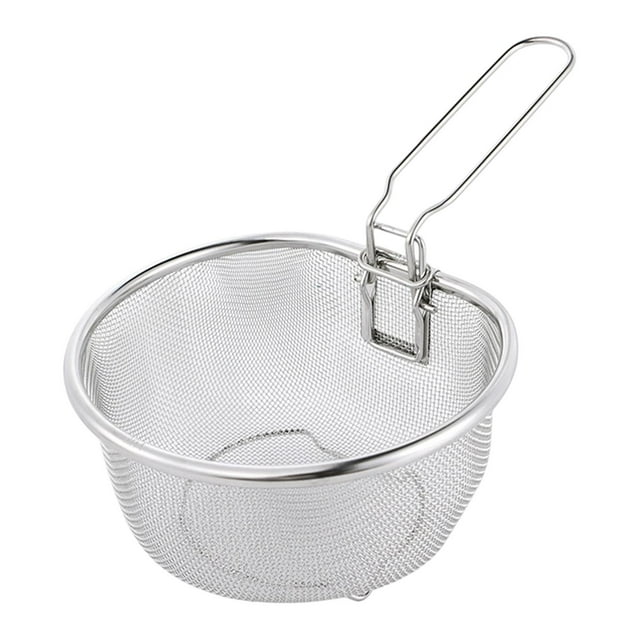 jifeng Deep Fry Basket Stainless Steel Kitchen Mesh Strainer for Cooking Restaurant Diameter 17.8cm