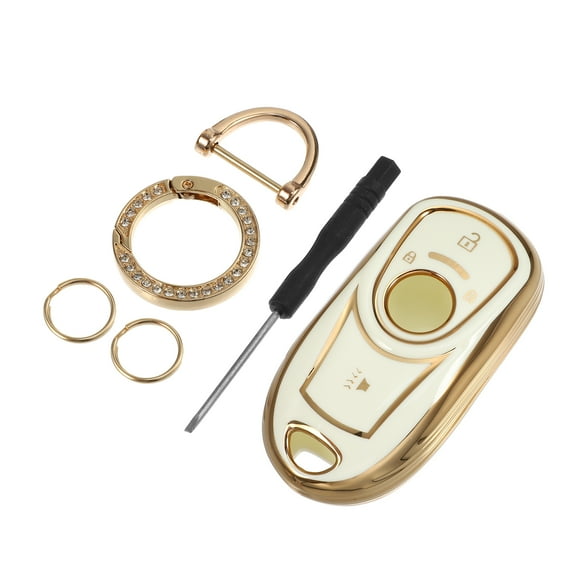 4 Button Key Fob Shell Cover for Buick Encore Enclave TPU White Smart Keyless Entry Case with Keychain