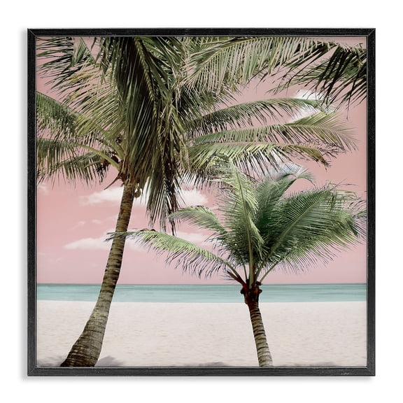Stupell Industries Coastal Quiet Escape Pink Palms Black Framed Giclee Art, 12 x 12, by Natalie Carpentieri