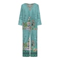 thumbnail image 5 of Puntoco Conjunto de pijama cómodo de dos piezas con cuello redondo y manga larga para mujer Puntoco Puntoco-3865, 5 of 5