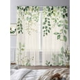 thumbnail image 3 of Vintage Sheer Curtains 84 Inch Long 2 Panels, Watercolor Eucalyptus Leaf Country Linen Background Light Filtering Rod Pocket Semi Sheer Curtains, Sheer Voile Drapes for Living Room Bedroom, 52"x84", 3 of 5