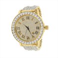 thumbnail image 5 of Mens Roman Numerals Watch Lab Diamond Yellow Gold Tone Stainless Steel 1 Row Bezel Custom Iced Out Band Khronos Jo Rodeo W/Date, 5 of 5