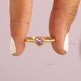 thumbnail image 4 of Solitaire Pink Sapphire Heart Ring, Twisted Band Ring, Double Layer Ring, 18 Gold Plated Ring, Proposal Ring, Anniversary Ring, Gift For Her., 4 of 5