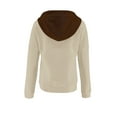 thumbnail image 5 of Lenpel Women's Fashion Hoodies Long Sleeve Quarter Button Drawstring Hooded Sweatshirts Casual Loose Pullover Tops(Khaki,Medium), 5 of 6