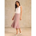 thumbnail image 2 of DARING DIVA Women's High Elastic Waist Fishtails Midi Skirts for Work Small Pink, 2 of 6