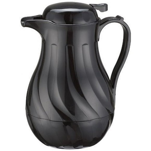 Winco Push Button Insulated Beverage Server with Swirl Design, 42-Ounce, Black