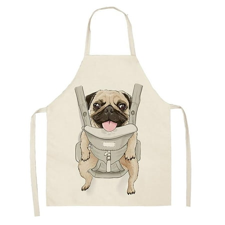 

WSBDENLK Kitchen Accessories Clearance Dog Pug Printed Cotton Linen Sleeveless Apron Kitchen Flash Picks