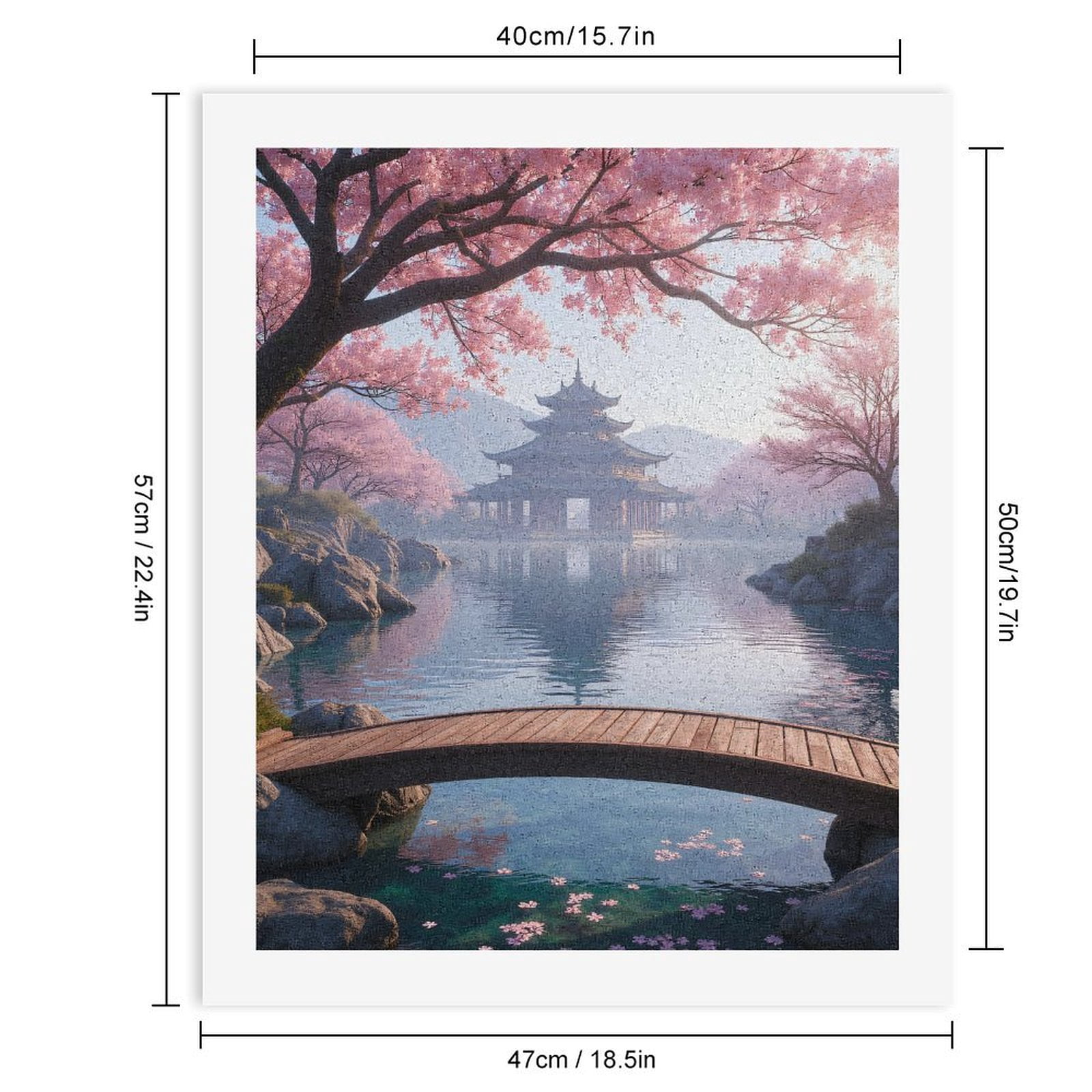Paint by Numbers Kit for Adults, Cherry Blossom Tranquil Reflection Paint by Numbers, Easy Paint by Numbers Kit for Adults Beginner, DIY Adult Paint by Number Kits on Canvas, Home Decor