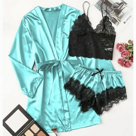

Cathalem Role Play Lingerie for Couples Underwear Polyester 3-piece Home Female Womens Lingerie Corset Set Underwear Blue Medium