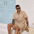 thumbnail image 4 of Fexilor Men's 2 Piece Casual Quarter Zip Polo Shirt Set Summer Vacation Beach Outfit,Sizes S-2XL, 4 of 8