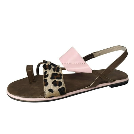 

nsendm Platform Sandals for Women Closed Toe Ladies Fashion Summer Boho Leopard Print Womens Size 10 Wedge Sandal Sandal Pink 7.5