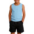 thumbnail image 2 of Dwellite Boys Tank Tops Athletic Sleeveless Crewneck T-Shirts for Kids Undershirts 2-13 Years Light Blue 130, 2 of 7
