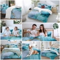 thumbnail image 6 of Teal Blue Marble Duvet Cover Set, Modern Abstract Art Marble Crack Soft Duvet Cover California King Bedding Set 4 Pieces, 1 Quiltcover and 2 Pillowcases with Zipper, 1 Bed Sheet for All Seasons, 6 of 9