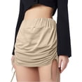 thumbnail image 3 of Pantalones con falda sexy plisada y cordón lateral para mujer - Falda corta de verano de color liso (2), 3 of 7