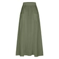 thumbnail image 4 of MIXUE Skirts For Women Summer Solid Color Casual With Pockets Plus Size High Waist Pleated Long A Line Flowy Travel Denim Maxi Skirt Activewear,Green,XL, 4 of 5