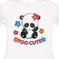 thumbnail image 4 of Inktastic Too Cute Baby Panda with Flowers Girls Long Sleeve Baby Bodysuit, 4 of 5