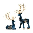 thumbnail image 3 of pitrice 2Pcs Reindeer Figurines Creative Animal Statue Blue Furnishing Cabinet for Office Blue, 3 of 6