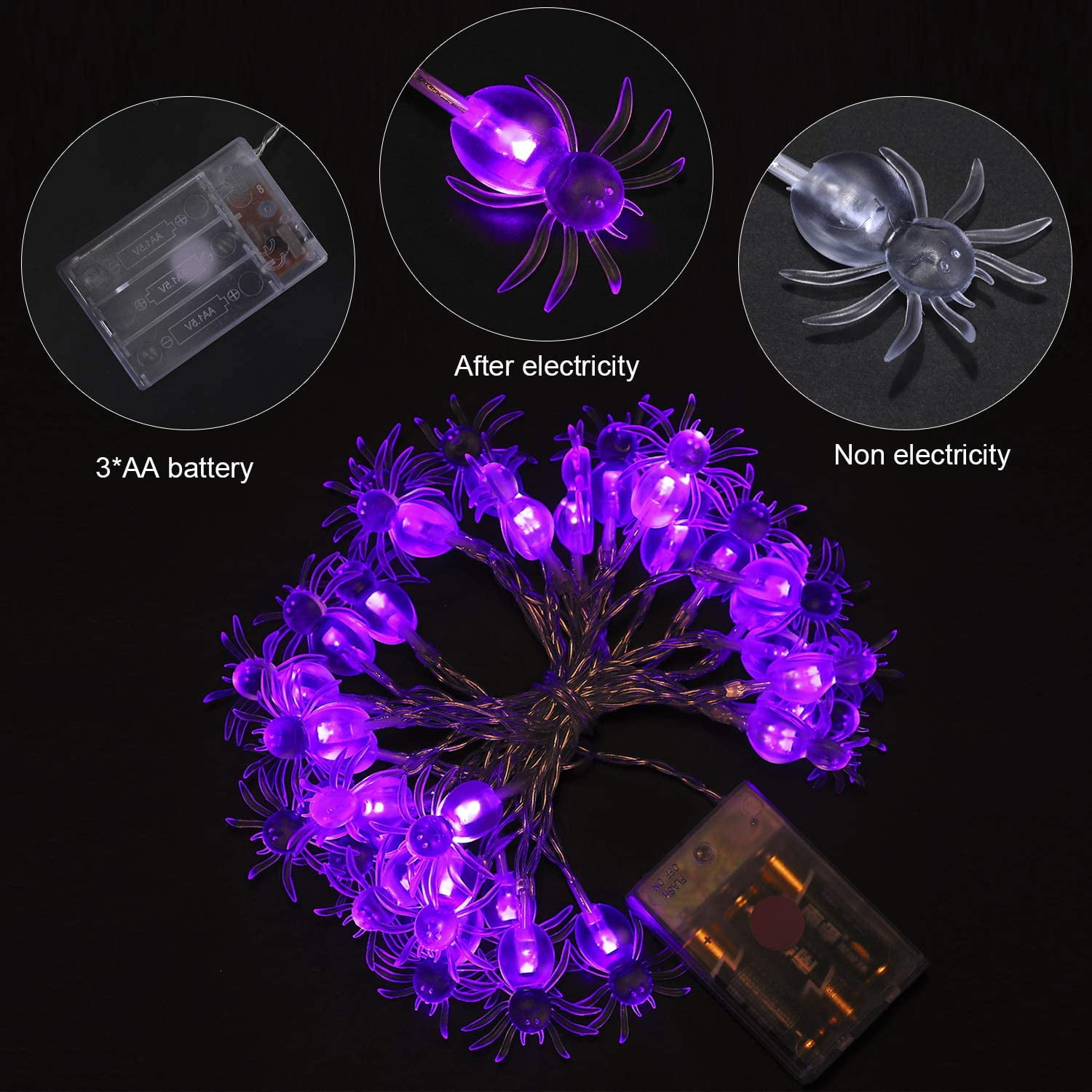 Tatuo Halloween Decoration 30 LED String Lights Battery Operated String Lights for Halloween Christmas Party Patio Lawn Garden Home Style 1 Assorted Colors
