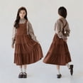 thumbnail image 5 of Coerni Girls Corduroy Elegant Dress Teen A Line Long Sleeve Vintage Princess Dress Spring Casual Solid Color Clothes Party Outfit, 5 of 8