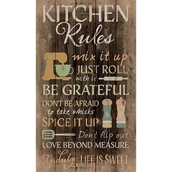 Kitchen Rules Distressed 24 x 14 Wood Pallet Wall Art Sign Plaque