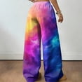 thumbnail image 5 of YIFUNIN Women's Printed Elastic Waist Wide Leg Pants, Tie Dye Gradient Casual Drawstring Trousers, Loose Fit Bohemian Style Fashion,Dark Purple 2XL, 5 of 5