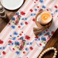 thumbnail image 3 of 4th of July Table Runner 90 Inches, Independence Day Floral Pink Striped Bed Runner Dresser Scarves Tabletop for Indoor Outdoor Parties/Ceremony/Banquet, 13" x 90", 3 of 9