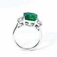 thumbnail image 2 of Emerald Cut Lab-Created Emerald & D-Shaped Diamond Gemstone Three-Stone Ring in 925 Sterling Silver for Women, 2 of 4