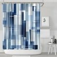 thumbnail image 2 of Navy Blue Fabric Shower Curtain - Geometric Shower Curtain Set with 12 Plastic Hooks, Water Repellent, Machine Washable, Modern Decorative Polyester Cloth Shower Curtains for Bathroom - 72x84, 2 of 4