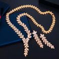 thumbnail image 6 of Leaf Dangle Drop Party Earring Necklace CZ Gold Wedding Jewelry Set for Brides, 6 of 9