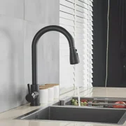 Zovajonia Matte Black Sensor Touch Kitchen Faucet Sink Pull Down Sprayer Swivel Mixer Tap