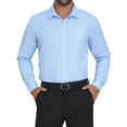 thumbnail image 1 of CAMISAS DE MANGA LARGA A RAYAS PARA HOMBRES INSPIRE CHIC CAMISA DE BOTÓN A RAYAS S AZUL BLANCO, 1 of 5