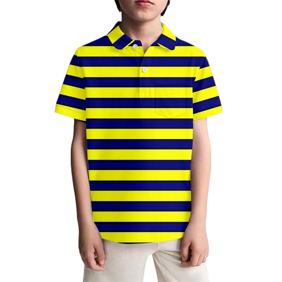 Boys T Shirts Size 14-16 , Youth Shirts , Girls Tops,Boys Casual Short Sleeve Shirt Featuring Striped And Polka Dot Print With Convenient Chest Pocket For Toddler And Youth Playwear