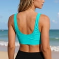 thumbnail image 2 of FINALGANG Womens Deep V Neck Solid Color Twist Front Wide Strap Bikini Top Padded Basic Swim Top Summer Swimwear For Poolside Beach Activities Versatile Swimwear L, 2 of 6