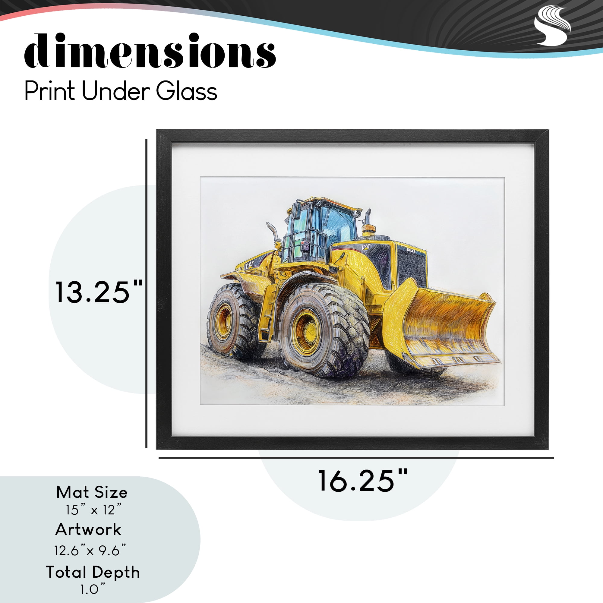 Stupell Industries Industrial Excavator Drawing Black Framed Print Under Glass, design by Steve Hunziker