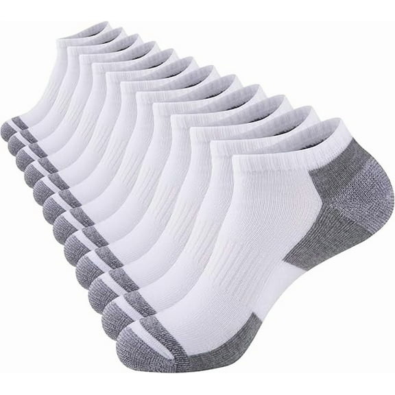 Neiup 6 Pack Mens Cushioned Ankle Socks, Low Cut Breathable Casual Socks (White)