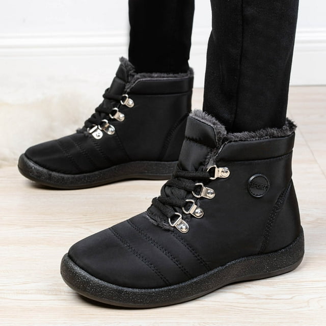 Pisexur Chaussures pour Femmes Grande Pointure Isolation Bottes de Neige pour Femmes Bout Rond Chaussures à Enfiler Bottes Décontractées à Fermeture Éclair