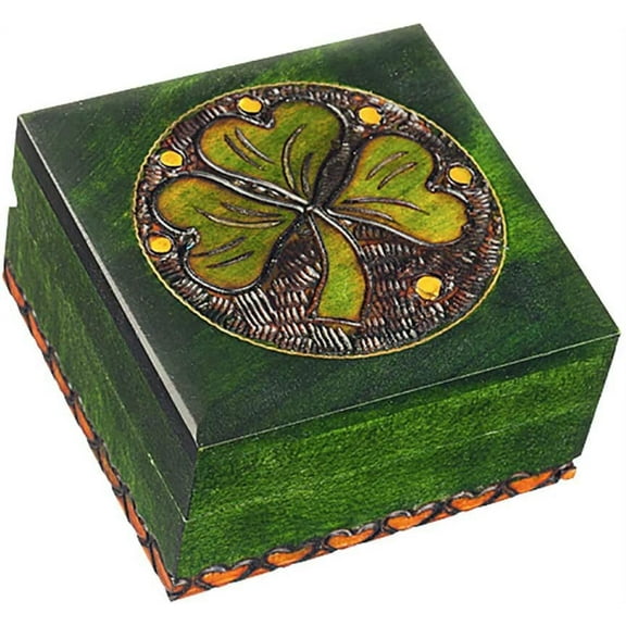Shamrock Box Shamrock Box Handmade Linden Wood Celtic Keepsake Jewelry Cufflink Ring Box Made in Poland