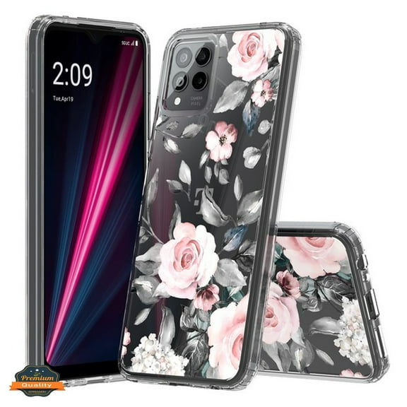 Xpression Phone Case For Motorola Moto G Stylus 5G 2025 Floral Pattern Hybrid Transparent TPU Silicone, Shock Absorption Bumper, Hard Back Slim Cover, Pink Roses Flower