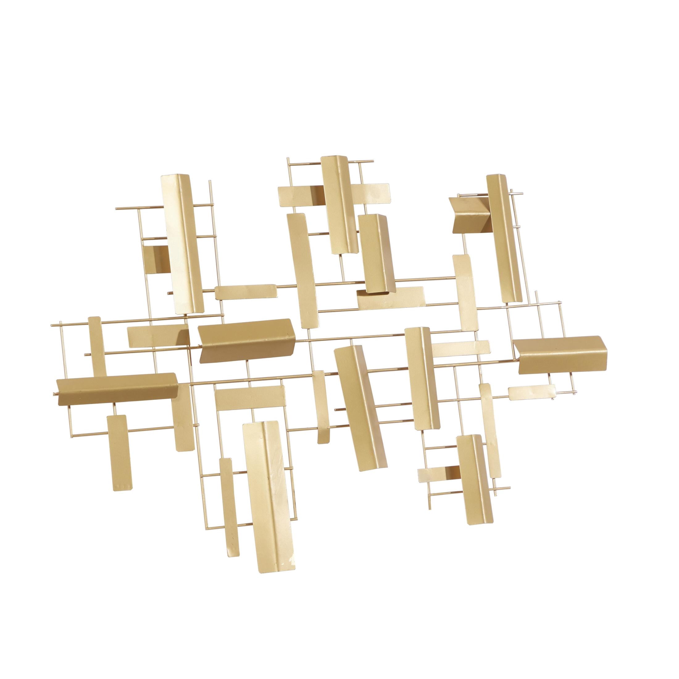 CosmoLiving by Cosmopolitan Gold Metal 3D Stripe Geometric Wall Decor