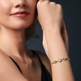 thumbnail image 4 of 925 Silver & 10K Yellow Gold Peach Morganite Green Peridot & Lab Grown Diamond Bracelet for Women | 4.90 Cttw | Gemstone October Birthstone | Oval 10X8MM and 8X6MM | Fully Adjustable 9 inch, 4 of 5