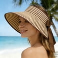 thumbnail image 2 of Bibifish Womens Straw Visor Large Brim Foldable Striped Sun Hat With Bow Tie Beach & Vacation Sun Hat, 2 of 4