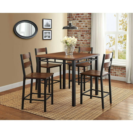 Better Homes and Gardens Mercer 5-Piece Counter Height Dining Set, Vintage Oak